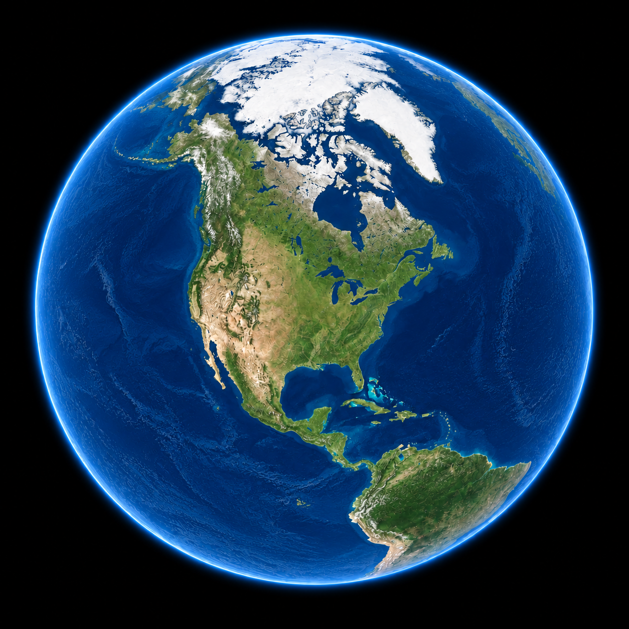Concept illustration of Earth with Canada and the Arctic facing the viewer