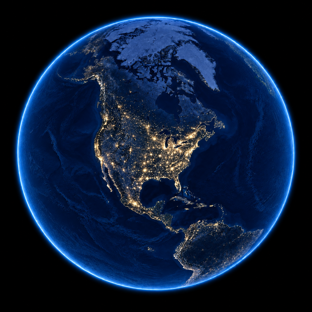 Earth at night with urban light networks