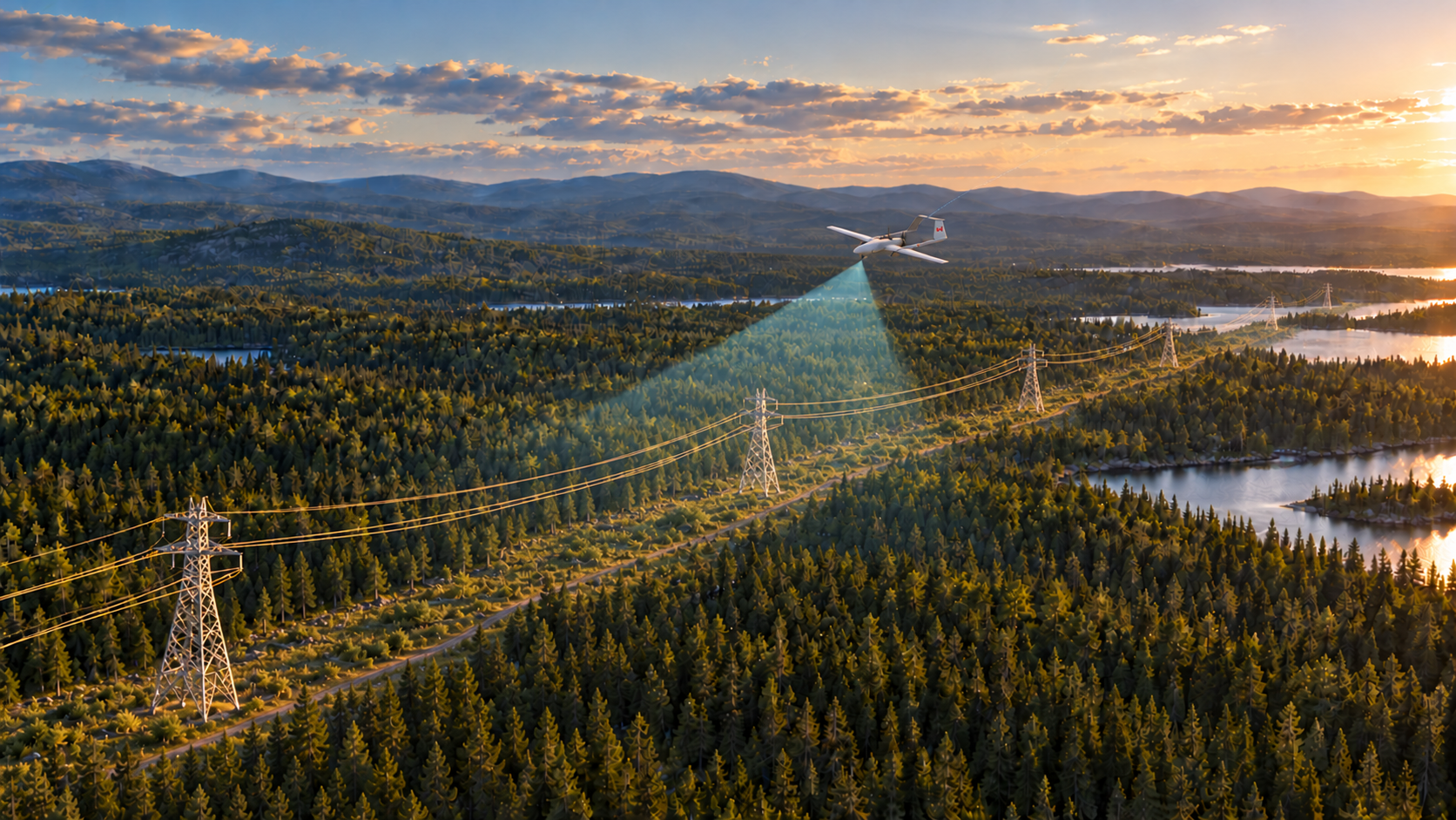 Conceptual drone inspection along a boreal power transmission corridor